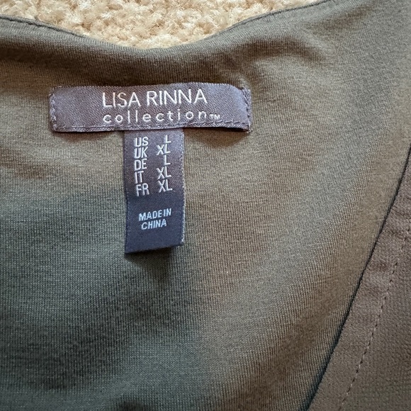 Lisa Rinna Collection Solid Sleeveless Tank Size L Olive A365773 Chiffon Minimal - Picture 4 of 14
